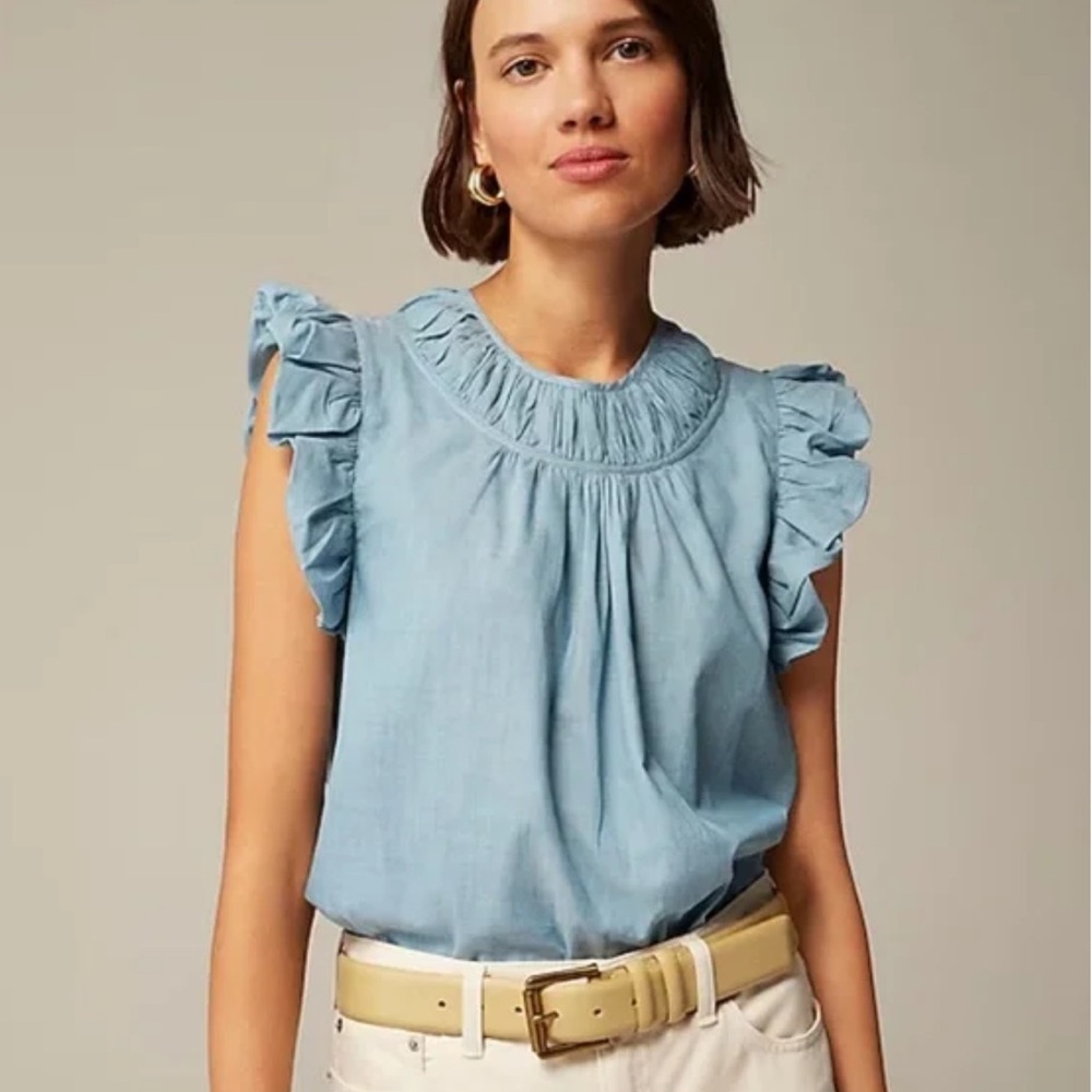 NWT - J crew lightweight ruffle sleeve blouse